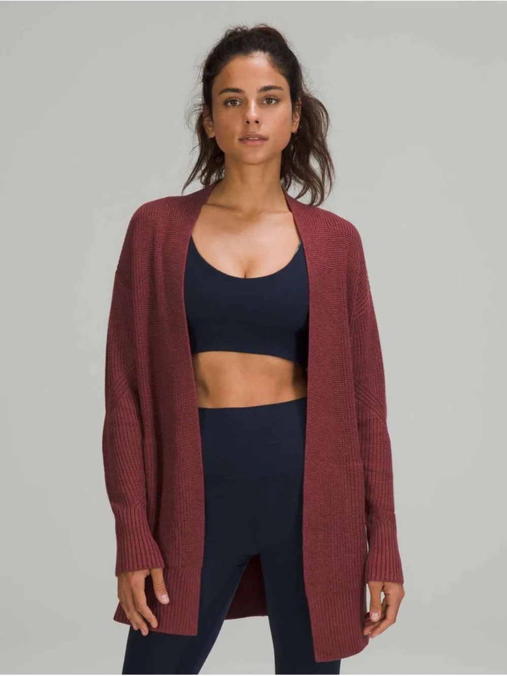 Lululemon Cashlu Sweater Wrap Mulled Wine M/L Open Cardigan